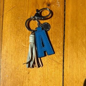 Rebecca Minkoff Blue A Initial Keychain with Tassels